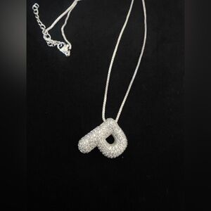 Fashion Jewelry-Silver Initial Pendant Necklace